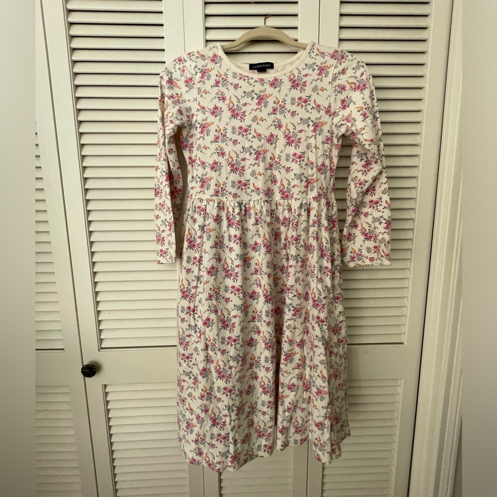 Lands End floral dress with pockets, kids size 10 Dress